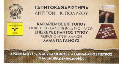 ΤΑΠΗΤΟΚΑΘΑΡΙΣΤΗΡΙΑ EVEREST – ΠΟΛΥΖΟΥ ΑΝΤΙΓΟΝΗ