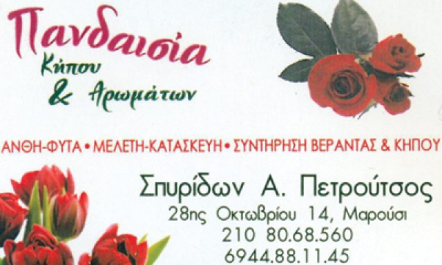 ΠΑΝΔΑΙΣΙΑ ΚΗΠΟΥ ΚΑΙ ΑΡΩΜΑΤΩΝ – ΠΕΤΡΟΥΤΣΟΣ ΣΠΥΡΙΔΩΝ